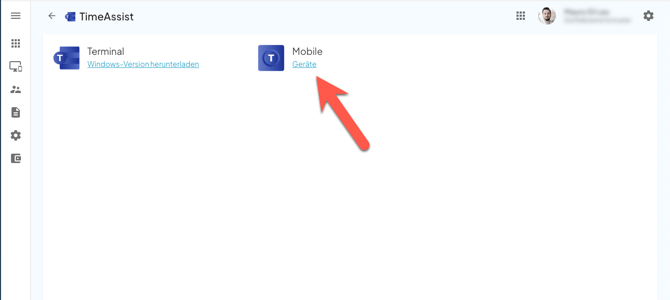 Ein Screenshot der Details von TimeAssist in der Console, worüber du zu den Geräten gelangst, die die App nutzen.