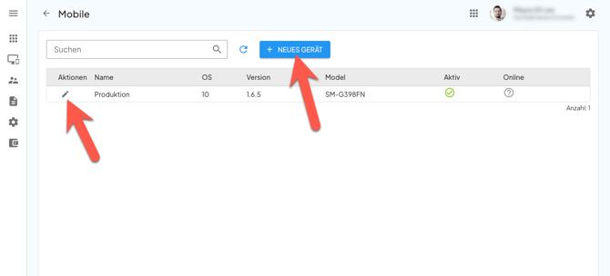 Ein Screenshot der Geräteansicht in den TimeAssist Settings der Console, auf dem das Hinzufügen eines Gerätes ersichtlich ist.