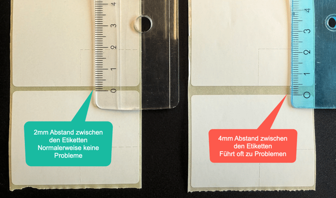 Etiketten-Abstand
