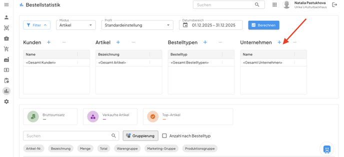 WaWiAssist Mandantenfunktion - Statistiken nach Unternehmen auswerten