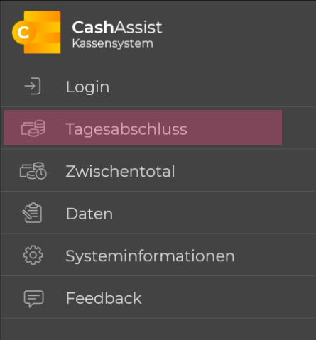 Tagesabschluss im CashAssist Menü